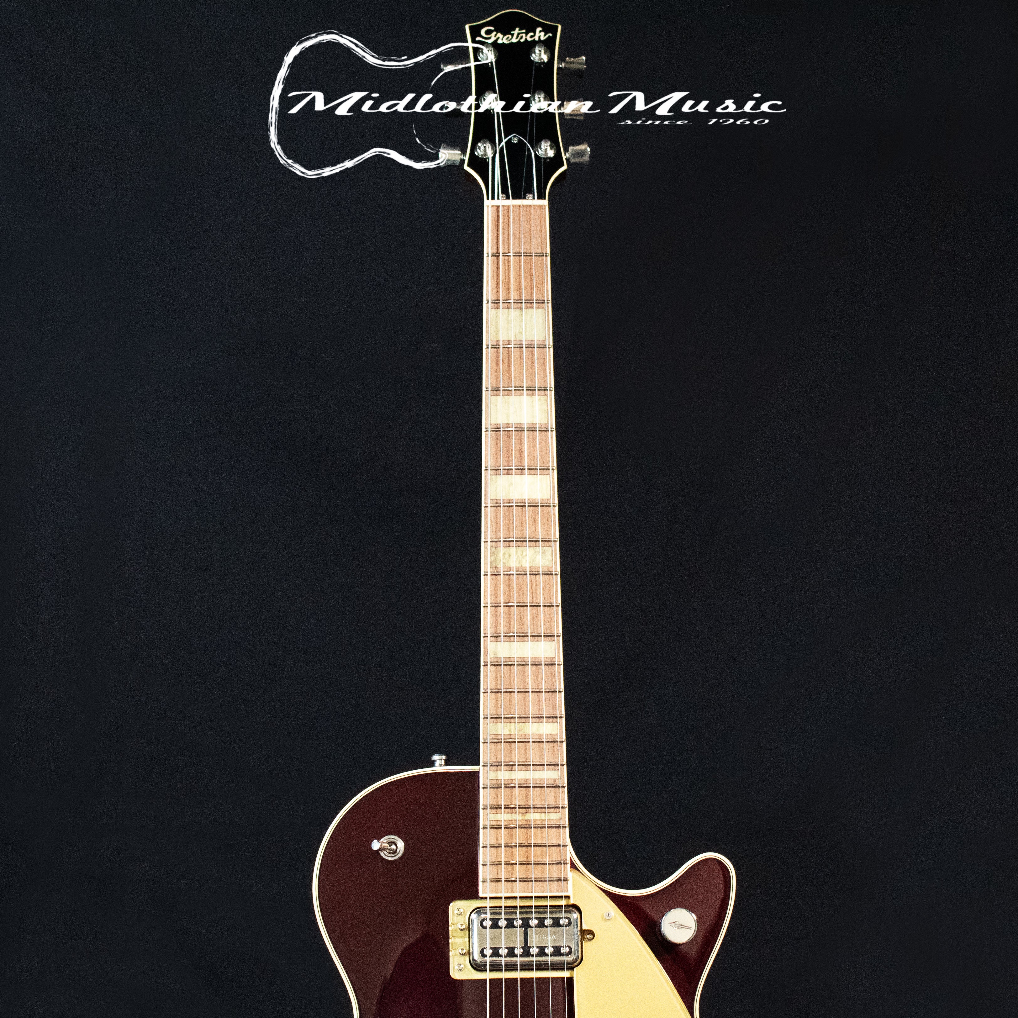 Gretsch G6228 Players Edition Jet BT w/V-Stoptail + Case - Dark Cherry Metallic Gloss Finish - Image 3